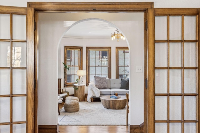 sitting room with hardwood / wood-style floors