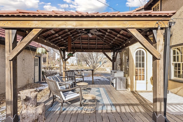 deck with a gazebo