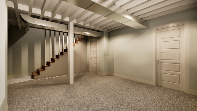 basement featuring carpet