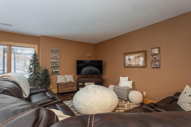 living room featuring hardwood / wood-style flooring