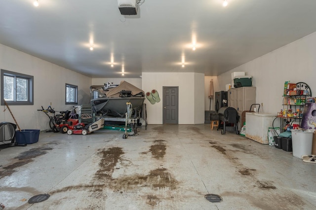 garage with a garage door opener