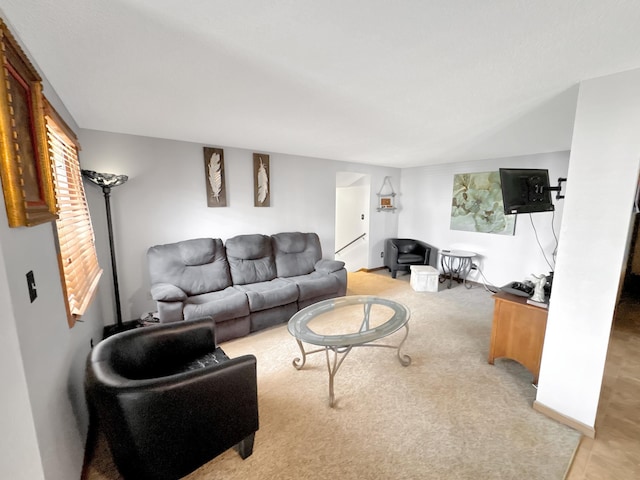 living room with light carpet