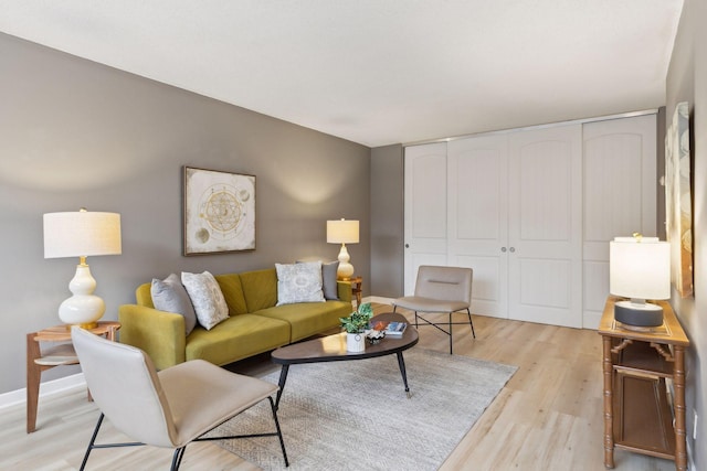 living room featuring light wood-type flooring