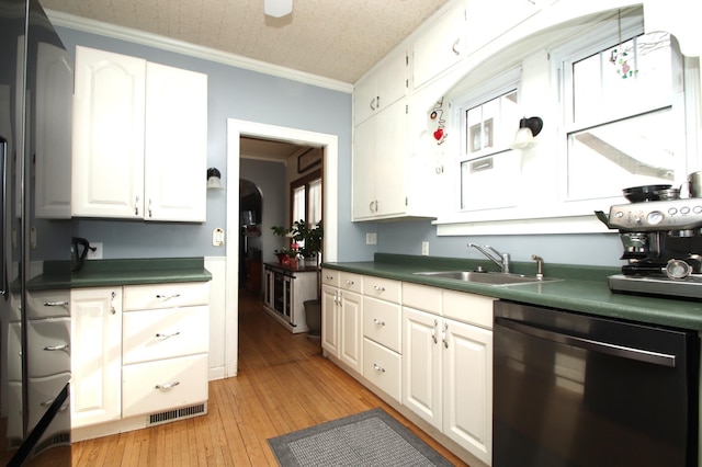 kitchen featuring white cabinetry, dishwasher, and sink