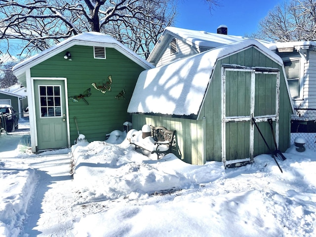 view of snow covered structure