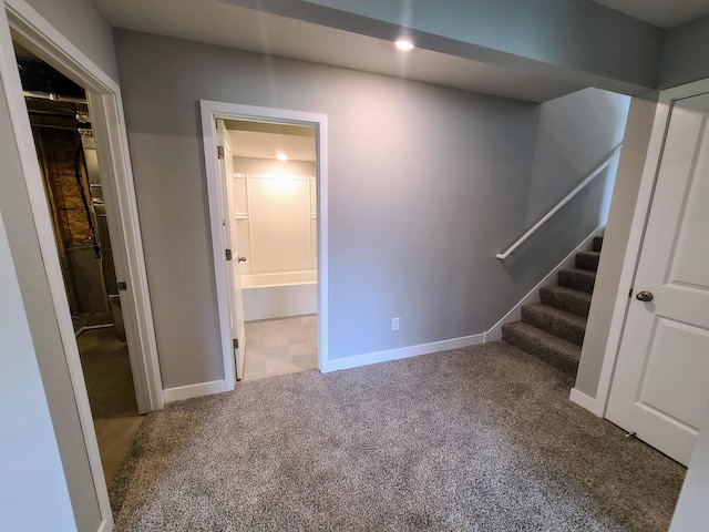 basement featuring carpet floors