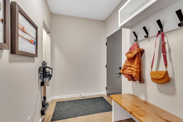 mudroom featuring wood-type flooring