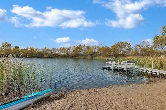 view of dock featuring a water view