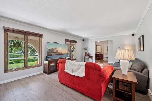 2500 Urbandale Ln N, Plymouth, MN 55447 - living room featuring ornamental molding and light wood-type flooring