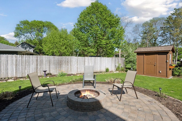 2500 Urbandale Ln N, Plymouth, MN 55447 - view of patio / terrace featuring a fire pit and a shed