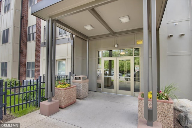 doorway to property featuring french doors