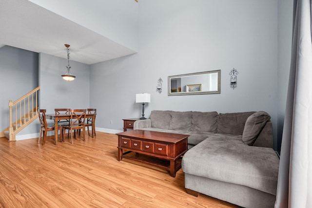 living room featuring light wood-type flooring