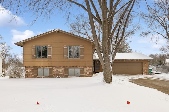 exterior space featuring brick siding