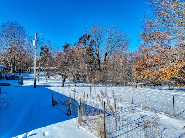 view of yard covered in snow