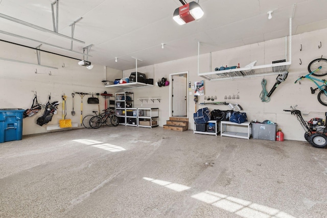 garage with a garage door opener