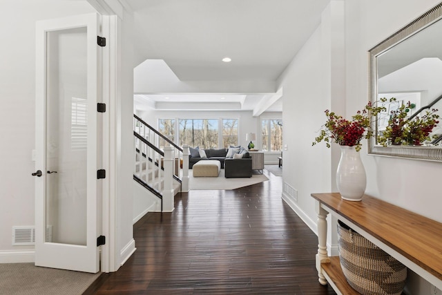 297 Glenbrook Rd N, Wayzata, MN 55391 - foyer featuring wood finished floors, stairs, baseboards, and recessed lighting