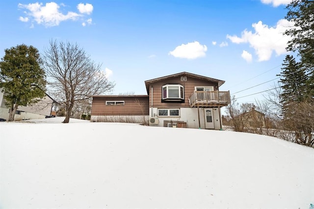 view of snow covered property