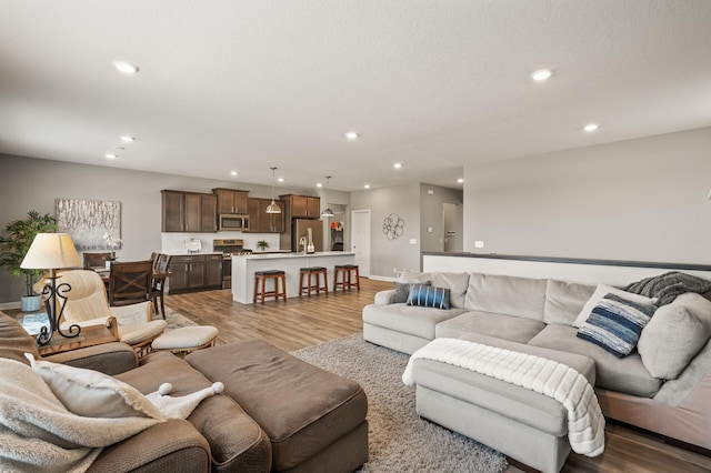 living room with light hardwood / wood-style floors