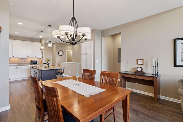 8160 Virginia Ln, Savage, MN 55378 - dining room with a chandelier, dark wood finished floors, and recessed lighting