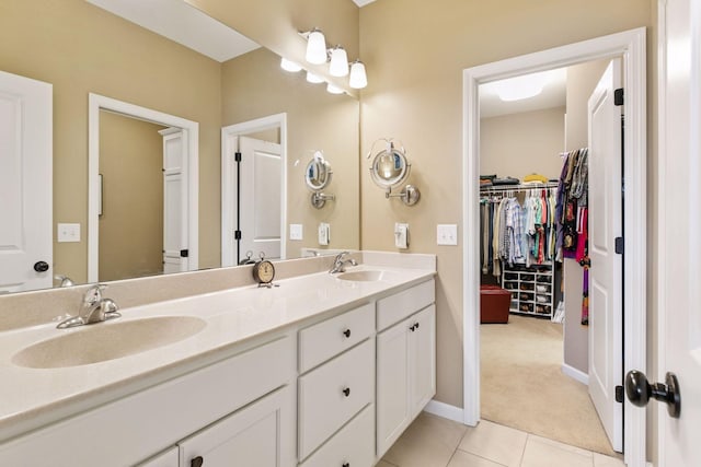 8160 Virginia Ln, Savage, MN 55378 - full bathroom featuring double vanity, tile patterned flooring, and a spacious closet