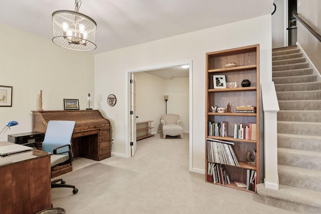8160 Virginia Ln, Savage, MN 55378 - office featuring carpet and a chandelier