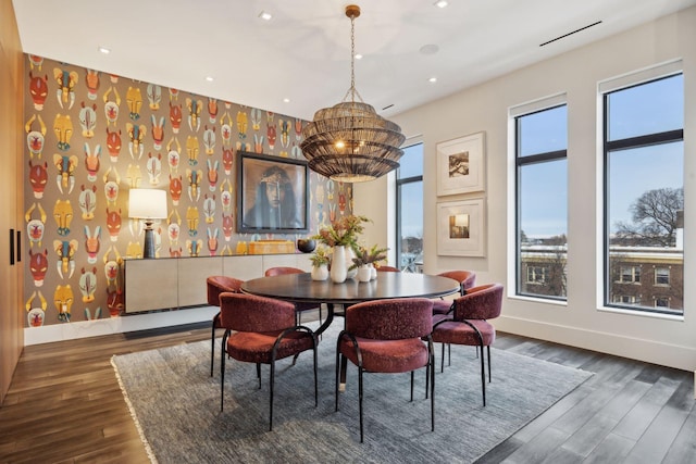 dining room featuring dark hardwood / wood-style flooring