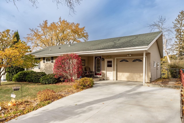 single story home with a garage