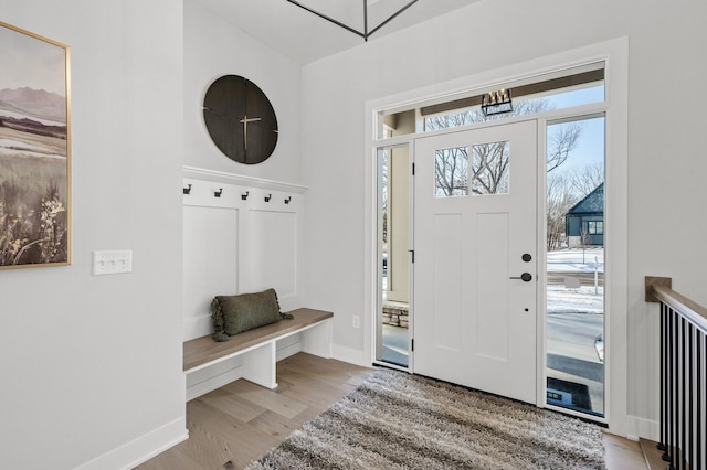 mudroom featuring light hardwood / wood-style flooring