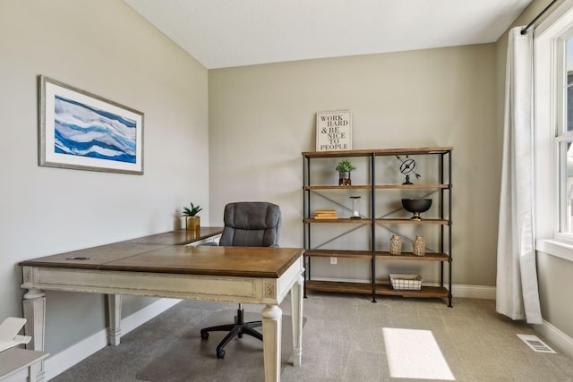 office featuring light colored carpet