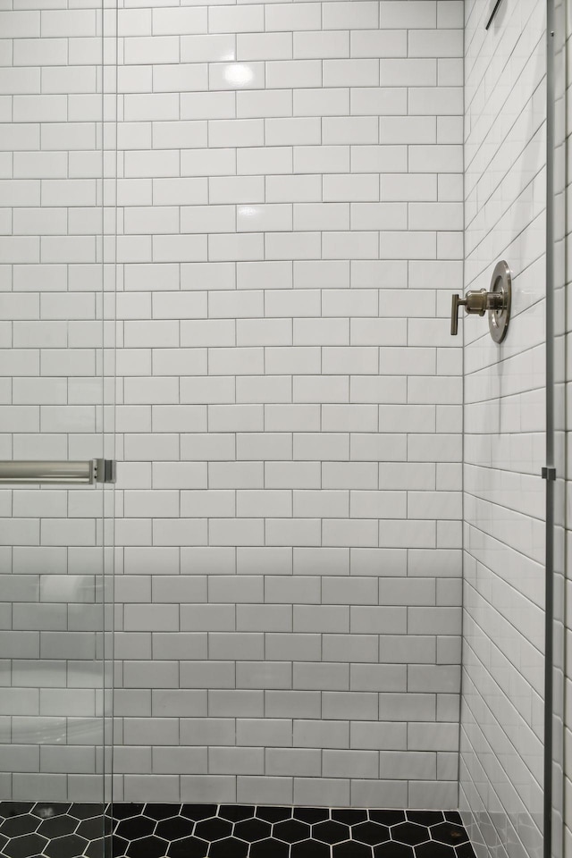 interior details with tiled shower