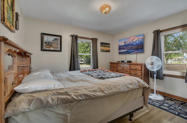 bedroom featuring light hardwood / wood-style flooring