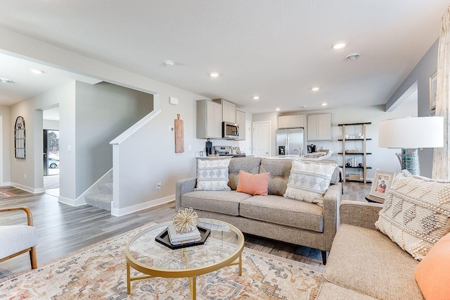 living room featuring wood-type flooring