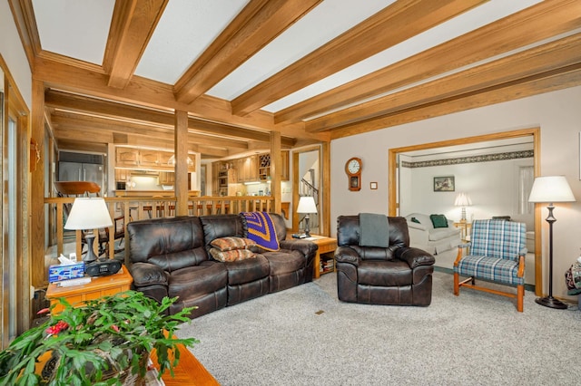 15802 Nursery Dr, Minnetonka, MN 55345 - carpeted living room with beam ceiling