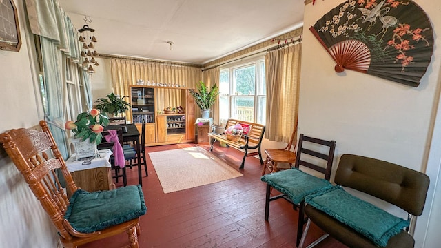 living area with dark wood-type flooring