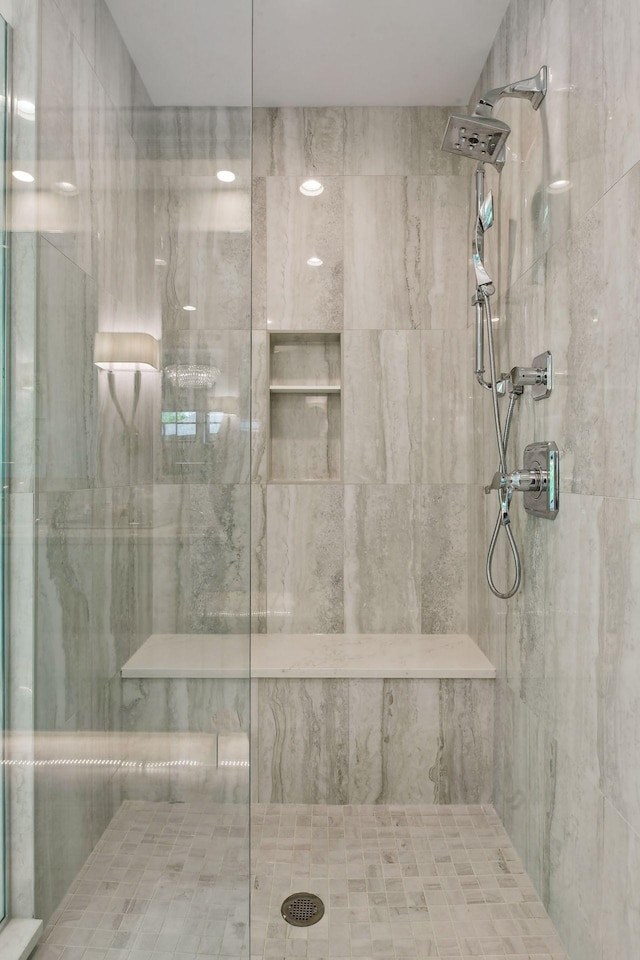 bathroom featuring walk in shower