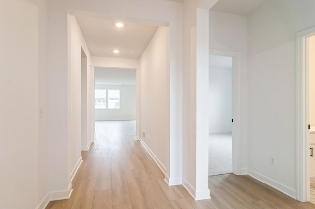 hall featuring light wood-type flooring