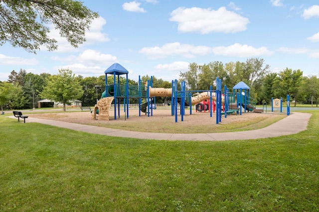 view of play area featuring a yard