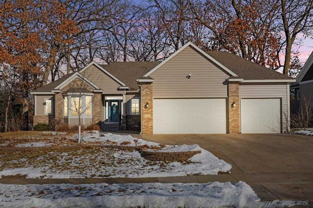 view of front of house with a garage