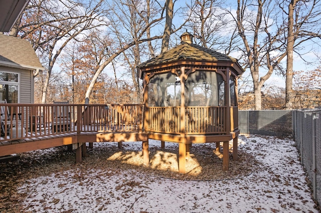 exterior space with a gazebo and a deck