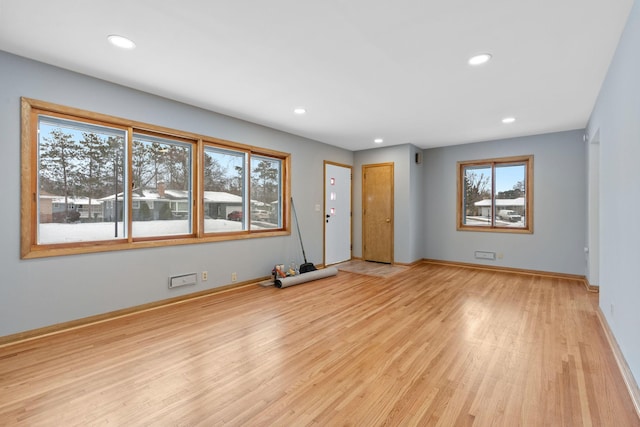 interior space with light hardwood / wood-style floors