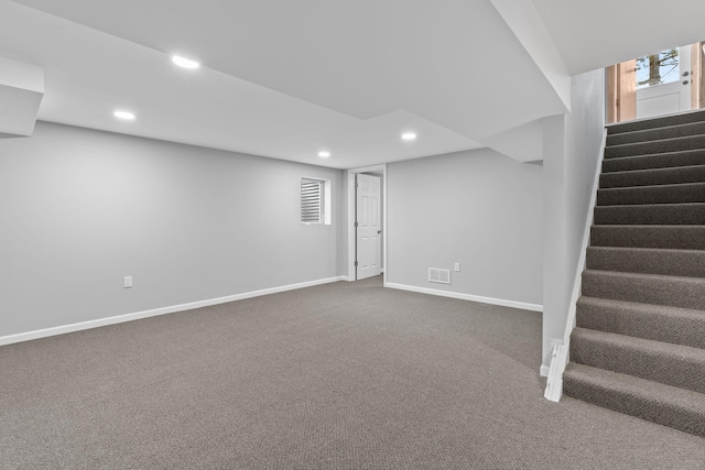 basement with carpet