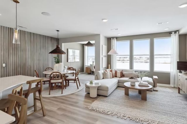 living room featuring light hardwood / wood-style floors