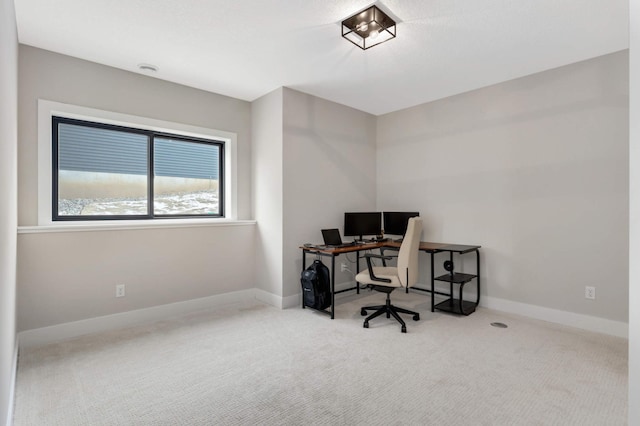 view of carpeted home office