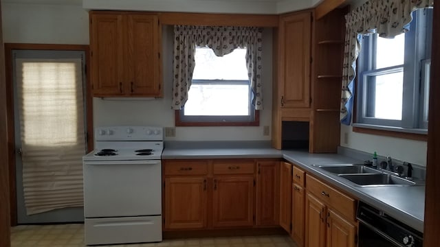 kitchen featuring sink, electric range, and dishwasher