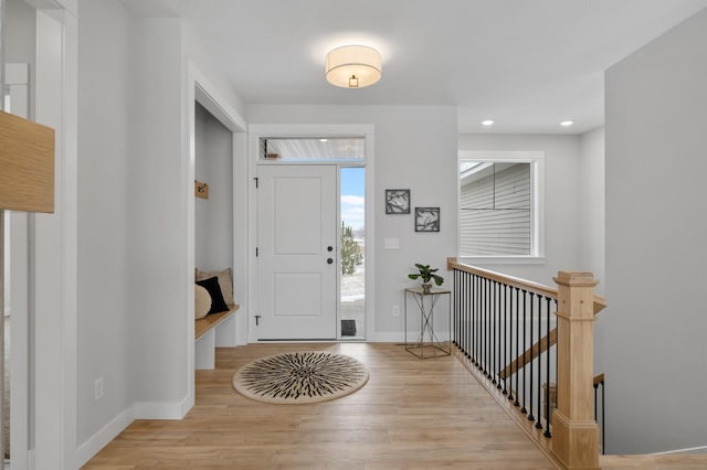 entrance foyer with light hardwood / wood-style floors