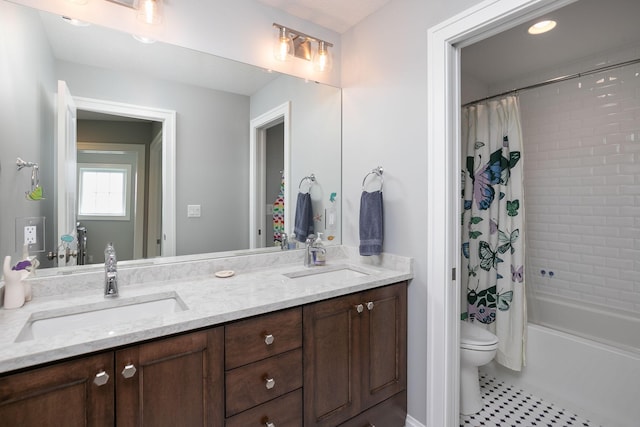 992 Southwell Enclave NE, Byron, MN 55920 - bathroom featuring toilet, tile patterned flooring, a sink, and double vanity