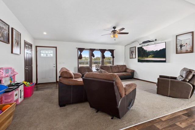 15743 County Road 31, Menahga, MN 56464 - living area featuring a ceiling fan, wood finished floors, recessed lighting, and baseboards