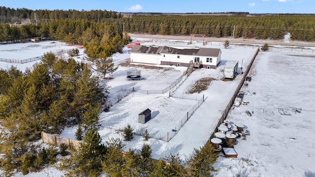 15743 County Road 31, Menahga, MN 56464 - snowy aerial view featuring a forest view