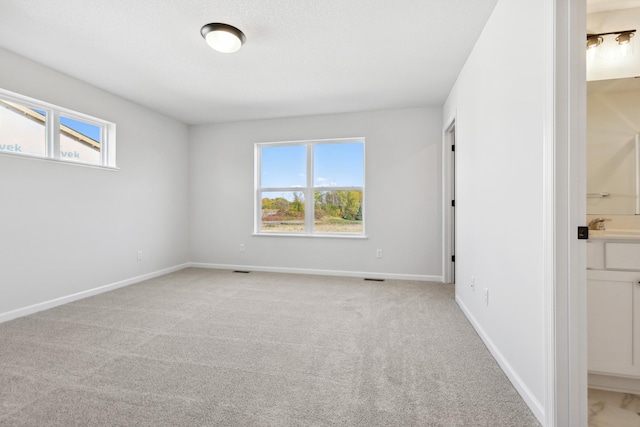 carpeted spare room with sink