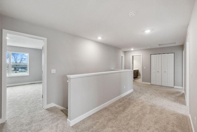 13621 Aulden Ave, Rosemount, MN 55068 - hall with an upstairs landing, carpet flooring, baseboards, and recessed lighting